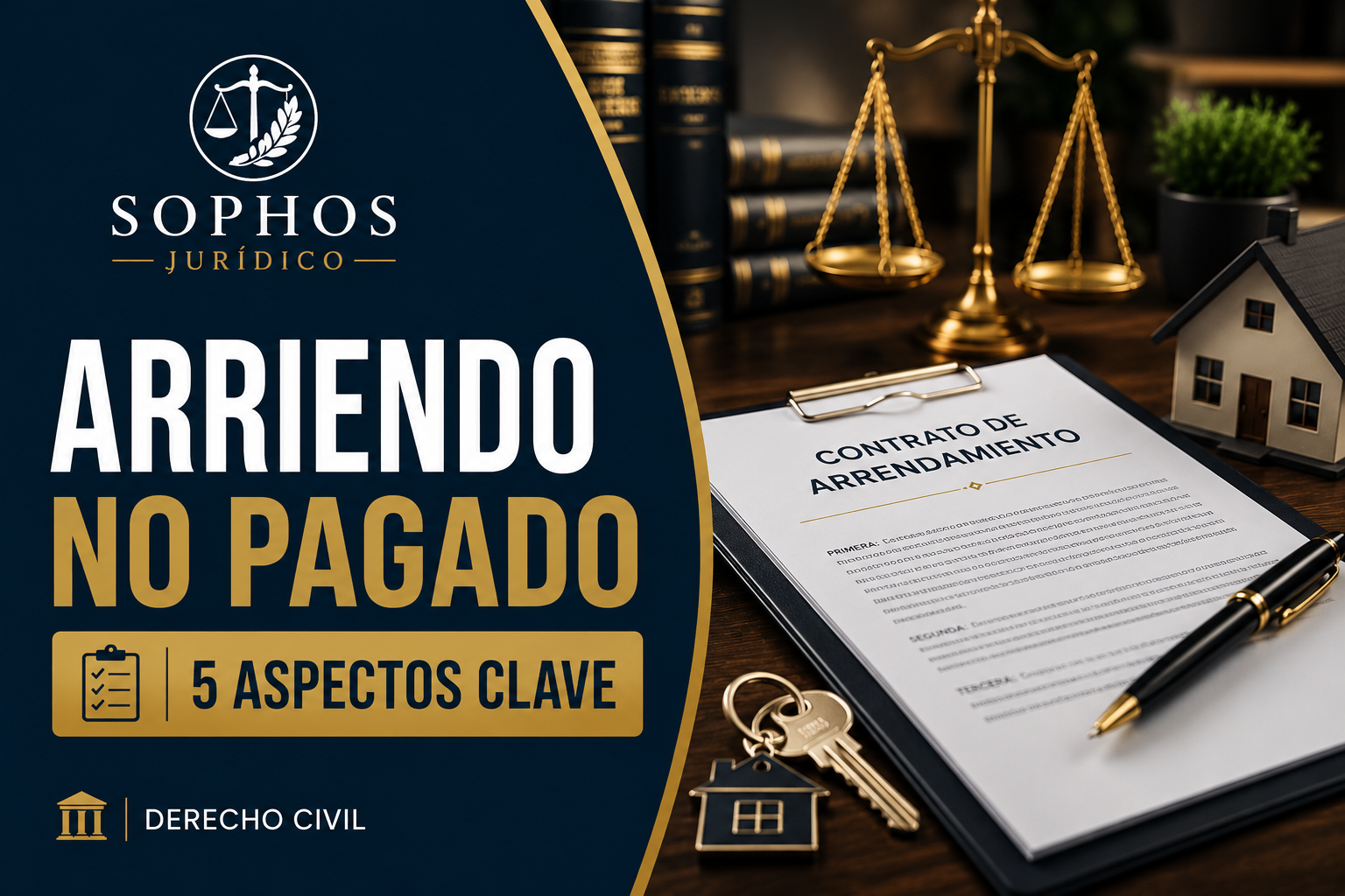 Abogado civil revisando contrato de arrendamiento por arriendo no pagado y recuperación de inmueble.