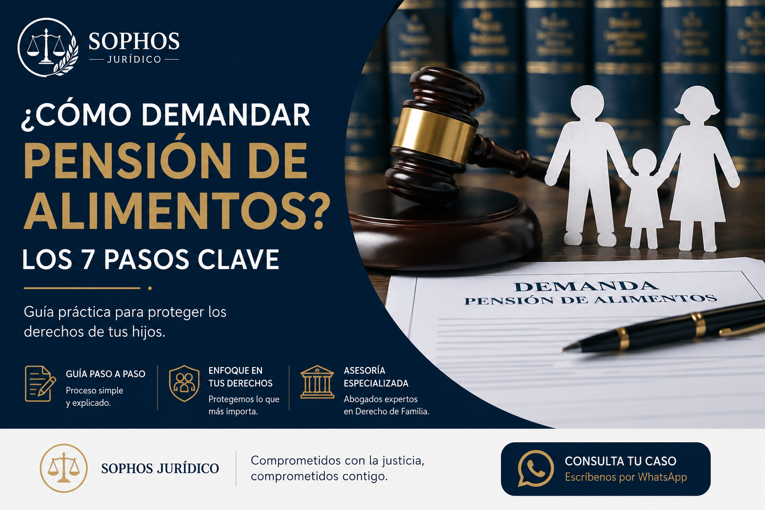 ¿Cómo demandar pensión de alimentos en Chile? Guía jurídica con los 7 pasos clave elaborada por Sophos Jurídico.