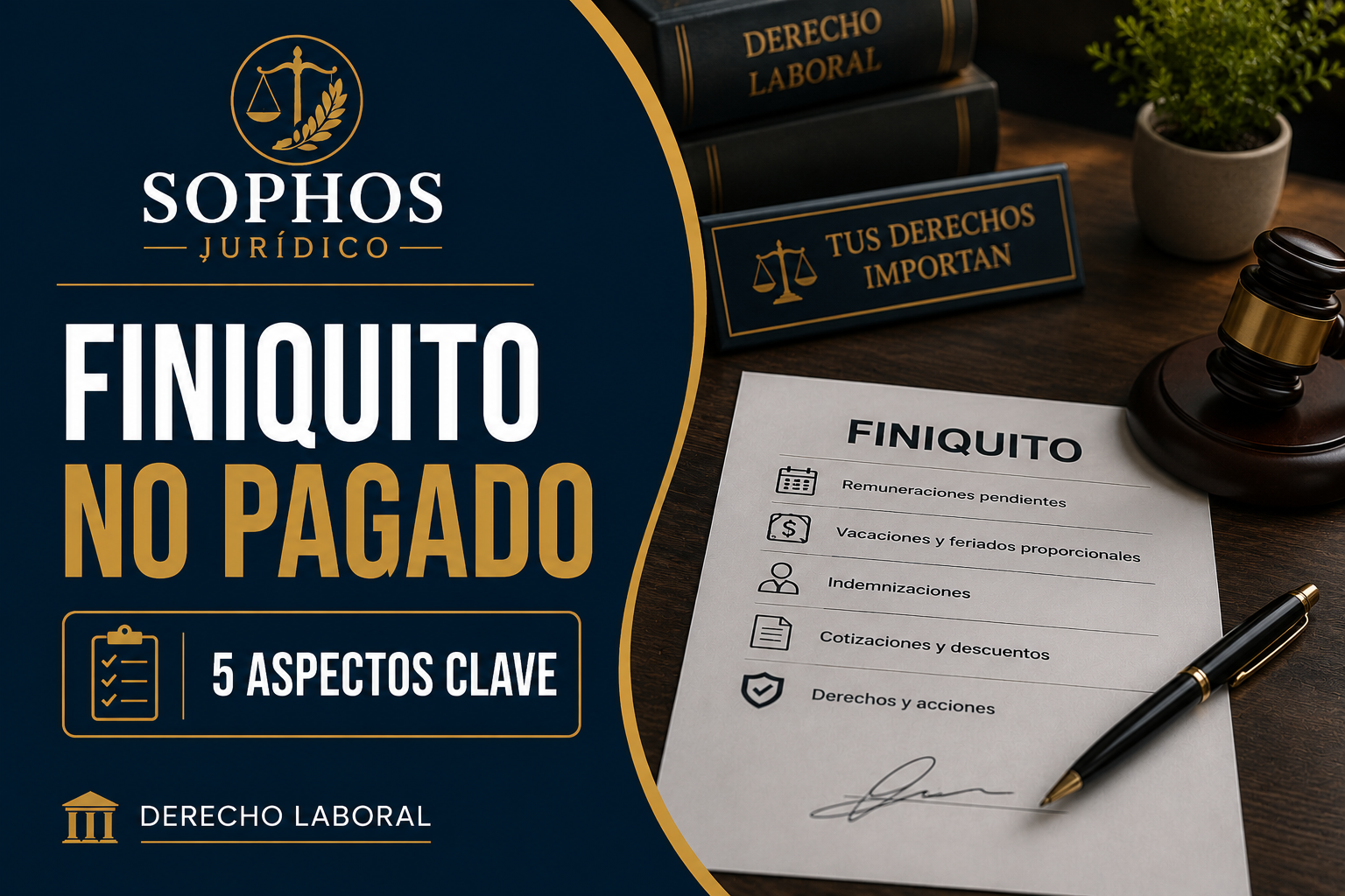 Finiquito no pagado: guía jurídica con 5 aspectos clave para trabajadores que necesitan reclamar el pago de su finiquito laboral.