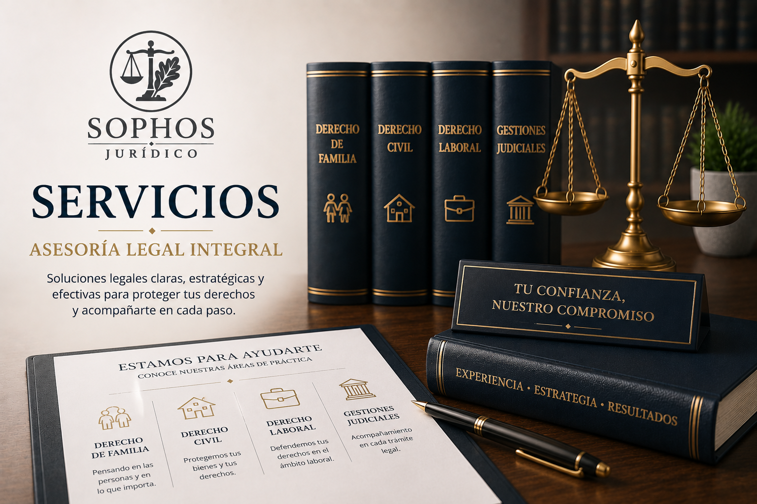 Servicios legales de Sophos Jurídico en Derecho de Familia, Derecho Civil, Derecho Laboral y Gestiones Judiciales.