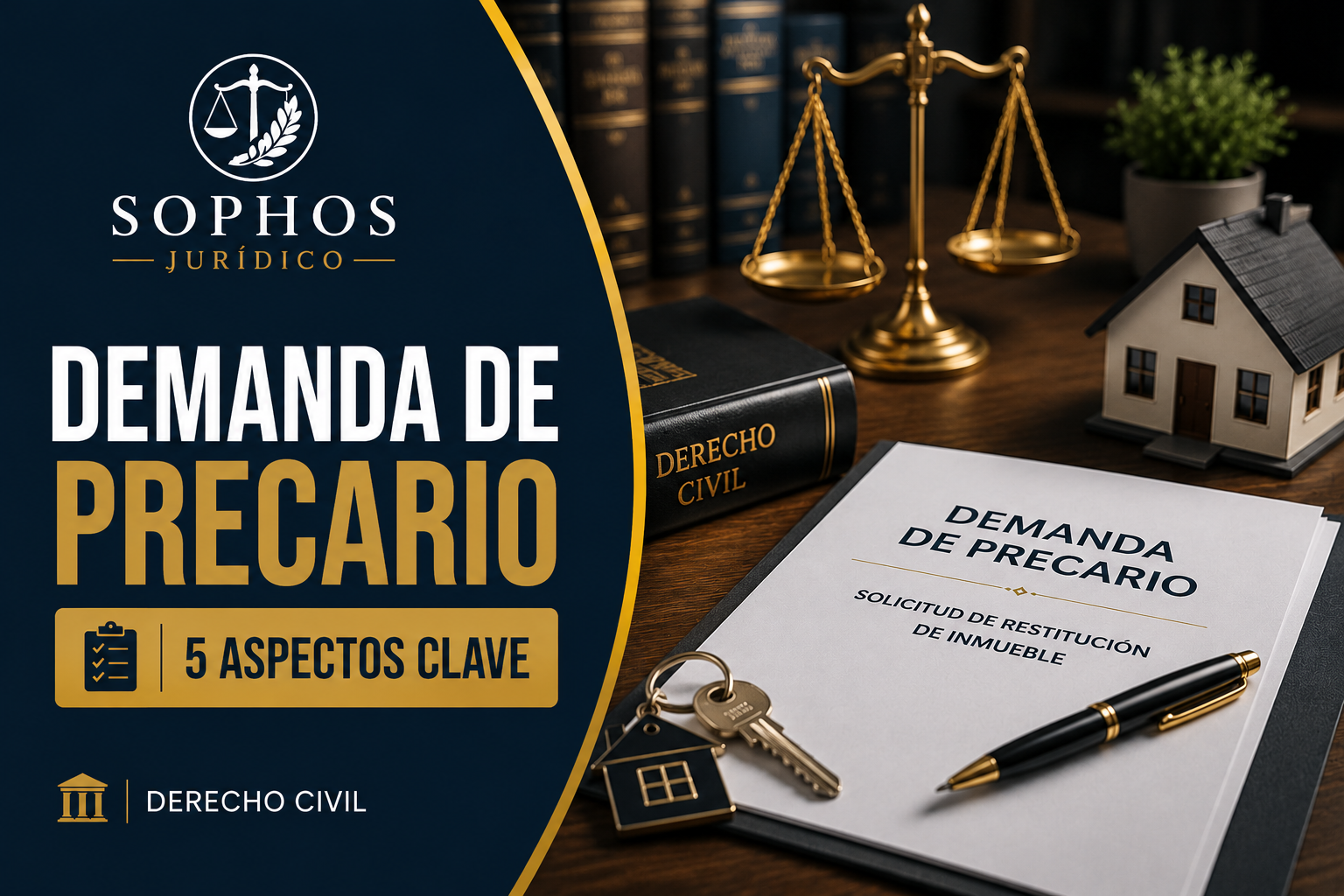 Abogado civil revisando antecedentes para demanda de precario y solicitud de restitución de inmueble.