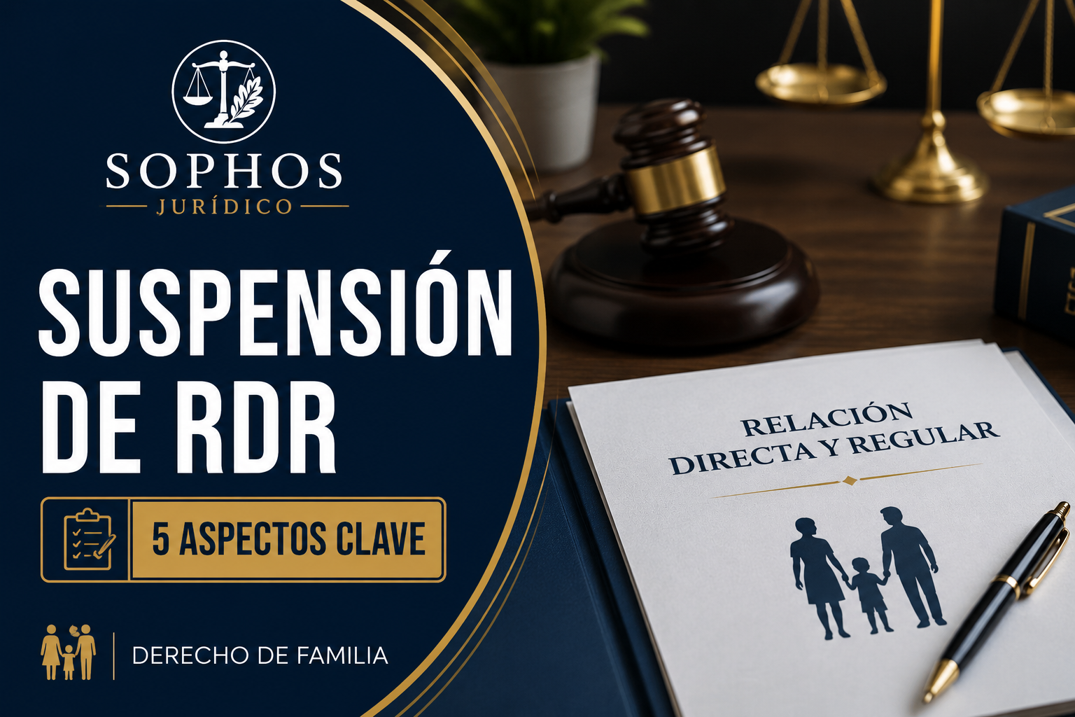 Abogado de familia revisando antecedentes sobre suspensión de relación directa y regular y revinculación familiar.